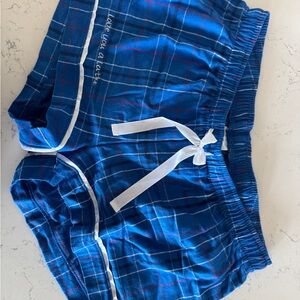 Love you a Latke Blue Plaid Pajama Shorts with White Trim